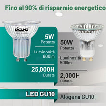 Carica l'immagine nel visualizzatore di Gallery, DiCUNO Lampadine LED GU10 5W, Equiv. 50W, 5000K, 600lm, 6 Pezzi