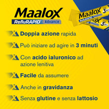 Carica l'immagine nel visualizzatore di Gallery, Maalox RefluRAPID Advance Antiacido con Acido Ialuronico, 20 Stick