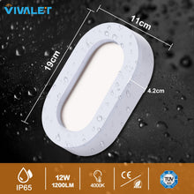 Carica l'immagine nel visualizzatore di Gallery, VivaLet Lampadario Bagno 12w 1200lm, Applique Da Esterno Interno 4000k Bianca, Luci per Esterno, Plafoniera Bagno Soffit