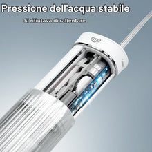 Carica l'immagine nel visualizzatore di Gallery, JTF Idropulsore Dentale Mini, Portatile Irrigatore Dentale Viaggio con 5 Ugelli Ricambio, 4 Modalità, IPX7 Impermeabile, 230 ML Erbatoio Dell'acqua Retrattile (Bianco)