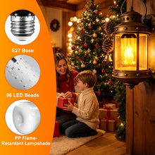 Carica l'immagine nel visualizzatore di Gallery, Confezione da 2 lampadine E27 con effetto luce tremolante, 3 W, 4 modalità di illuminazione, effetto fiamma, luce tremol
