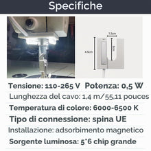 Carica l'immagine nel visualizzatore di Gallery, Lampada per macchina da cucire, lampada flessibile a collo di cigno a LED con base magnetica per macchina da cucire 110-