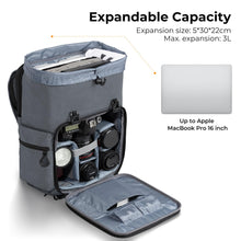 Carica l&#39;immagine nel visualizzatore di Gallery, K&amp;F Concept Zaino per Fotocamera Professonale, Borsa Fotocamera Fotografia, Zaino Fotocamera Impermeabile Antifurto, Grande Capacità, Elevata Stabilità, Scomparto per Laptop da 16 Pollici, Grigio