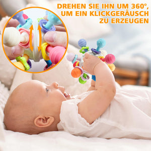 Giochi Sonaglio Dentizione Del Neonato 0 3 6 9 12 Mesi, Sensoriali Giocattoli Silicone Palla da Massaggia Gengive, BPA Free Montessori Regalo Bambino