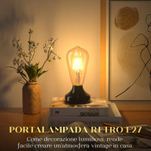 Carica l'immagine nel visualizzatore di Gallery, 2 portalampada E27 con spina e interruttore UK, 100 W massimo, cavo da 1,8 metri, portalampada vintage E27 per illuminaz