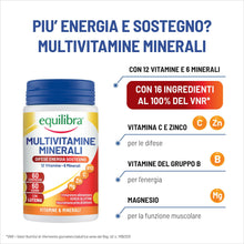 Carica l'immagine nel visualizzatore di Gallery, Equilibra Integratori Alimentari, Multivitamine e Minerali, a base di 12 Vitamine e 6 Minerali con Luteina, Indicato per