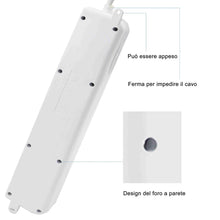 Carica l'immagine nel visualizzatore di Gallery, Extrastar Multipresa Ciabatta Elettrica con 6 Prese Universali ITA 10/16A e Schuko, Interruttore Luminoso, Cavo 3 m con 