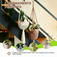 Carica l'immagine nel visualizzatore di Gallery, 2 Pezzi Portavasi da Appendere,Bohémien Vasi da Appendere Esterno Intern,Porta Vaso Appenderes in Corda Cotone con Ganci