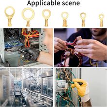 Carica l'immagine nel visualizzatore di Gallery, 160 Pezzi Capicorda Occhiello Elettrici, Ottone Terminali a Crimpare ad Anello Isolanti Kit, Anello Capicorda per Macchi