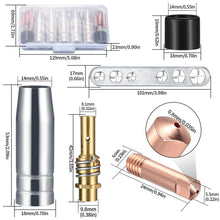 Carica l'immagine nel visualizzatore di Gallery, 25 Pezzi Parti Usurate, Accessori per Saldatrice a Gas di Protezione per Saldatura AK-15/MB-15, 5 ugelli per gas, 15 uge