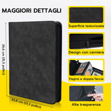 Carica l'immagine nel visualizzatore di Gallery, Raccoglitore Toploader,Album 9 tasche con 216 scomparti per Carte da Collezionabili con 10 Toploader, Libro Porta Carte 