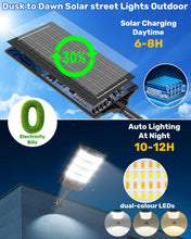 Carica l'immagine nel visualizzatore di Gallery, Lampione Solare Led Esterno, 6000K Bianca e 3000K Calda Faro Stradale Esterno Impermeabile con Pannello Solare e Sensore