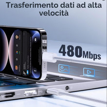 Carica l'immagine nel visualizzatore di Gallery, Cavo USB C to USB C 100W per iPhone Duo/Air/18Pro/18Pro Max/17/17 Pro/16/16e/15,Cavo USB C PD 3.0 Ricarica Rapida,3M Nyl