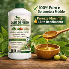 Carica l'immagine nel visualizzatore di Gallery, FERTIBONO Olio di Neem 100% Puro, 500 ml, Spremuto a Freddo | Multiuso per Piante, Orto e Giardino