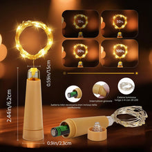 Carica l'immagine nel visualizzatore di Gallery, Ymenow Luci LED a Batteria, 6 pezzi 2M 20 LED filo di rame lucine per bottiglie di vino luci per bottiglie di vino con t