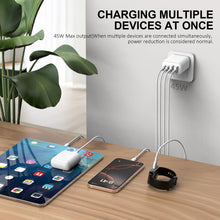 Carica l&#39;immagine nel visualizzatore di Gallery, Caricatore USB C Alimentatore - 45W Presa Rapido Replacement for iPhone 16 15 14 13 12 11 Pro Max Plus Mini SE 2020 XS XR,Pad,4-Port USB C Spina Caricabatterie Carica Batterie USBC Cellulare