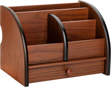 Carica l'immagine nel visualizzatore di Gallery, Foraineam Organizer da scrivania in legno con cassetto, porta telecomando, organizer per trucchi, portapenne in legno da scrivania e cancelleria, per casa, ufficio, scuola, accessori da tavolo