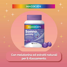 Carica l'immagine nel visualizzatore di Gallery, Massigen - Sonno Gummy, Integratore Alimentare con Melatonina e Estratti Naturali, Due Confezioni 60 Caramelle da 3,3 g, Vitamine Gommose, Gusto Mirtillo, Per Rilassamento e Sonno