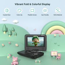 Carica l'immagine nel visualizzatore di Gallery, POFOTO Lettore DVD Portatile 9,5'' con Schermo HD Ruotabile 7,5'', Batteria 4-6 Ore, Supporto Multiformato Dischi/SD/USB, Antiurto, Riproduzione Memoria, Sync TV e Proiettore, con Caricatore per Auto