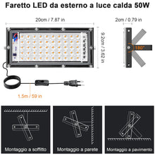 Carica l'immagine nel visualizzatore di Gallery, CREATESTAR 50W Faretto LED da Esterno，2pcs Faretto Led con Spina,3000K Bianco Caldo Faretti led 5000LM,faretti LED ester