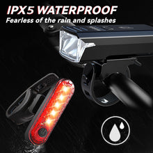 Carica l'immagine nel visualizzatore di Gallery, Chasinglee Luci Bici Ricaricabili USB,Luci Bicicletta LED Potenti Super Luminoso 2000 Lumens Luce Bici Anteriore e Posteriore ，Impermeabile IPX5 Set di luci per Bicicletta per Strada e Montagna