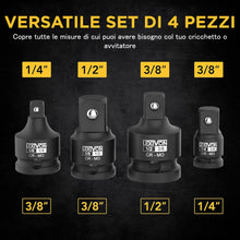 Carica l'immagine nel visualizzatore di Gallery, LEXIVON Adattatori per bussola ad impatto, Kit riduttori per bussola 1/4" - 3/8" - 1/2", per avvitatore Makita, Milwauke
