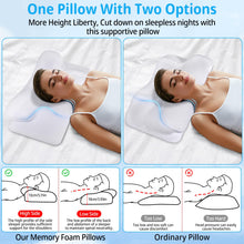 Carica l'immagine nel visualizzatore di Gallery, TEGOVE Cuscino Cervicale Per Dormire,Cuscino in Memory Foam Ortopedico Cervicale per Dolore al Collo Cuscino Ergonomico per Migliorare La Qualità Del Sonno,60 X 34 X 13CM