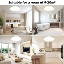 Carica l'immagine nel visualizzatore di Gallery, OUILA Plafoniera LED Soffitto 24W, Lampada da Soffitto 4000K 2000LM Plafoniera Bagno IP44 Impermeabile Rotonda Ø28CM Lam
