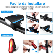 Carica l'immagine nel visualizzatore di Gallery, Luci Biciclette LED, Anteriore e Posteriore USB Ricaricabile e Impermeabile IP65, 1200 mAh luci MTB per Uomini Donne, Bambini, Combinazione di Luci per Mountain Bike Impermeabili