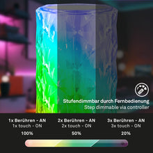 Carica l'immagine nel visualizzatore di Gallery, BRILONER - Lampada da comodino a batteria, lampada LED RGB con telecomando, lampada da tavolo in cristallo touch, lampad