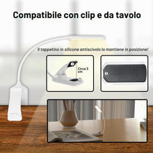 Carica l'immagine nel visualizzatore di Gallery, Lampada da lettura a LED Ricaricabile USB Braccio Flessibile Bianco