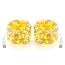 Carica l'immagine nel visualizzatore di Gallery, Catena luminosa a LED per interni, USB 5 m, 50 LED, luce bianca calda, flessibile, filo di rame, per interni con spina, 