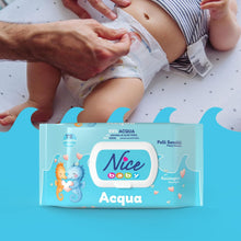 Carica l'immagine nel visualizzatore di Gallery, Nice Baby Acqua Salviette per Cambio Pannolino, con il 98% di Acqua ed Estratto di Aloe, Dermatologicamente Testate, Confezione da 72 Salviette