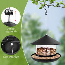 Carica l'immagine nel visualizzatore di Gallery, Mangiatoia per Uccellini da Esterno Appendere, Capacità 1.8L Mangiatoie per Uccelli Selvatici Grande Capacità, Mangime p