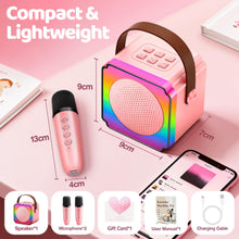 Carica l'immagine nel visualizzatore di Gallery, Gontence Karaoke con Microfono, Regalo Compleanno Bambina 3-12 Anni, Karaoke per Bambini con 2 Microfoni Wireless, Luce LED e Cambia Voce, Giocattolo Karaoke per Ragazzi e Ragazze 3-15 Anni