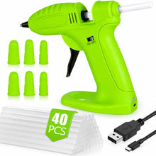 Carica l'immagine nel visualizzatore di Gallery, Pistola Colla a Caldo Senza Fili, Batteria Ricaricabile 2600mAh, Include 40 Stick di Colla 7mm, 6 Protezioni in Silicone