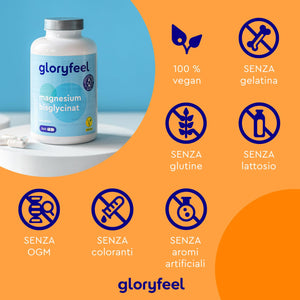 Magnesio Bisglicinato, 400mg Magnesio Elementare per Dose Giornaliera, Scorta 2 Mesi, Alto Dosaggio, Magnesio Chelato Digeribile ad Alta Biodisponibilità, 100% Vegan
