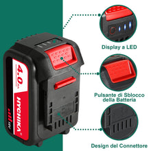 Carica l'immagine nel visualizzatore di Gallery, HYCHIKA 18V Batteria Ricaricabile, 4.0Ah Batteria di Ricambio, per HYCHIKA 18V Sega a Gattuccio