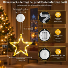 Carica l'immagine nel visualizzatore di Gallery, Stelle decorative natalizie a LED, 3 pezzi, bianco caldo