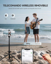 Carica l'immagine nel visualizzatore di Gallery, RISEOFLE 180cm Treppiede Smartphone, Bastone Selfie con Telecomando Wireless, Treppiede Portatile Estensibile per Smartphone Supporto Telefono Compatibile con iPhone/Samsung/GoPro/Camera