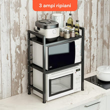 Carica l'immagine nel visualizzatore di Gallery, Avilia Scaffale Cucina Espandibile 3 Ripiani, Porta Microonde con 6 Ganci