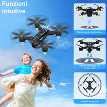 Carica l'immagine nel visualizzatore di Gallery, Drone Pieghevole con Telecamera 4K, GuKKK Brushless Motore Droni con 2 Telecamere, Quadcopter RC FPV WiFi Fotocamera Evi