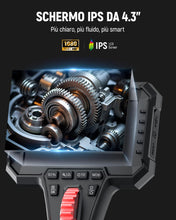 Carica l'immagine nel visualizzatore di Gallery, KAIWEETS Endoscopio con Luce, Doppia Lente 210° Articolata con Controllo a Rotella, Sonda Sottile da 6,5 mm, Schermo IPS 1080P, Cavo Semirigido da 1,6 m, IP67 Impermeabile per Auto e HVAC