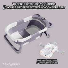 Carica l'immagine nel visualizzatore di Gallery, ZENTAURUS - Vasca da bagno pieghevole per bebè - TERMOMETRO E PILLE INCLUSI - SEDILE BAGNO INCLUSO - ANTISCIVOLO - CUSCINO BABBE - RISPARMIA SPAZIO - SUPPORTO BABBO DA 0 A 36 MESI