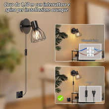 Carica l'immagine nel visualizzatore di Gallery, Kimjo Applique da Parete Interno con Spina, E14 Lampada da Parete Nero