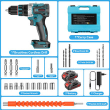 Carica l'immagine nel visualizzatore di Gallery, Avvitatore elettrico Brushless Trapano Avvitatore Batteria 21V, Trapano Avvitatore a Percussione con 2×2,0Ah Batteries, Trapano Percussione Batteria, 20+3 Coppia, Luce a LED, 0-3000RPM, 80N.m Max