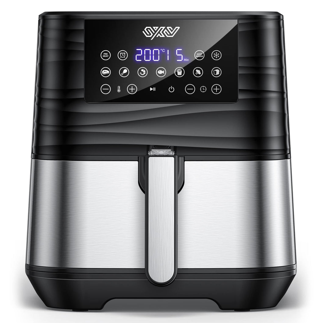 Innsky Friggitrice ad Aria 5,5 Litri, 1700W Friggitrice ad Aria Calda con 11 Programmi, Air Fryer con Funzione di Preriscaldamento, Sbrinamento, Keep Warm, Ricette Italiane