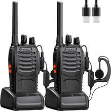 Carica l'immagine nel visualizzatore di Gallery, Baofeng - Walkie a lungo raggio ricaricabile professionale a 16 canali PMR Walkie-Walkie Radio, con auricolare, caricatore USB, batteria (1 paio)
