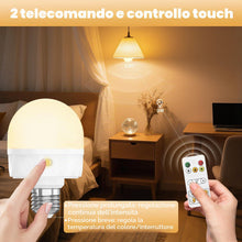 Carica l'immagine nel visualizzatore di Gallery, Lampadina ricaricabile E27 con telecomando, batteria ricaricabile USB C con batteria da 2200 mAh gancio magnetico a batt