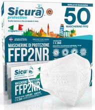 Carica l'immagine nel visualizzatore di Gallery, 50 Mascherine FFP2 Made in Italy Certificate CE SICURA EN 149:2001+A1:2009